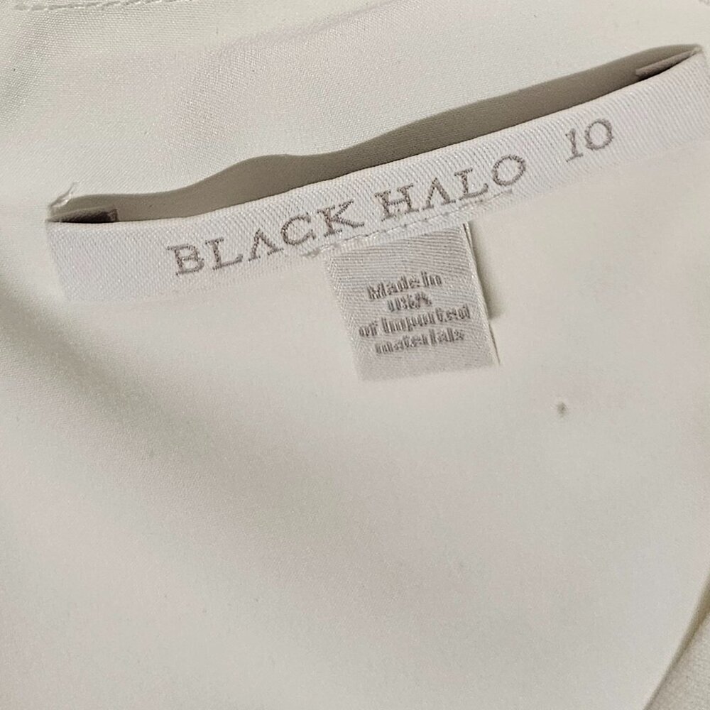 Black Halo Carie Faux Wrap Mini Dress Women Size 10 Ivory - Picture 11 of 14